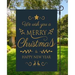 We Wish You a Merry Christmas & Happy New Year Double 2 Sided Garden Flag