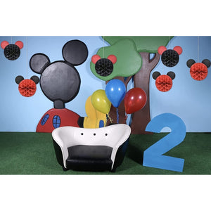 Mickey Helium Birthday Balloons & 6 Mickey Mouse Honeycomb Balls Red Black NEW