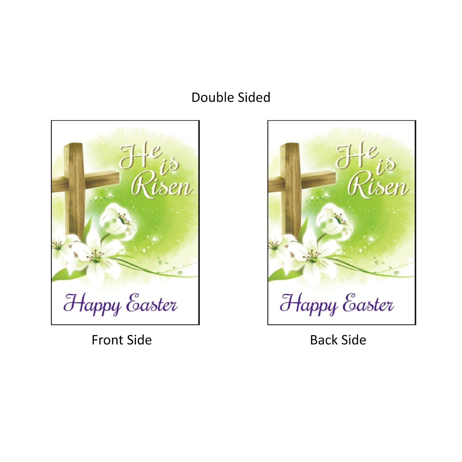 HE IS RISEN Happy Easter Garden Flag Religious Inspirational Cross Theme 12 x 18