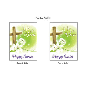 HE IS RISEN Happy Easter Garden Flag Religious Inspirational Cross Theme 12 x 18