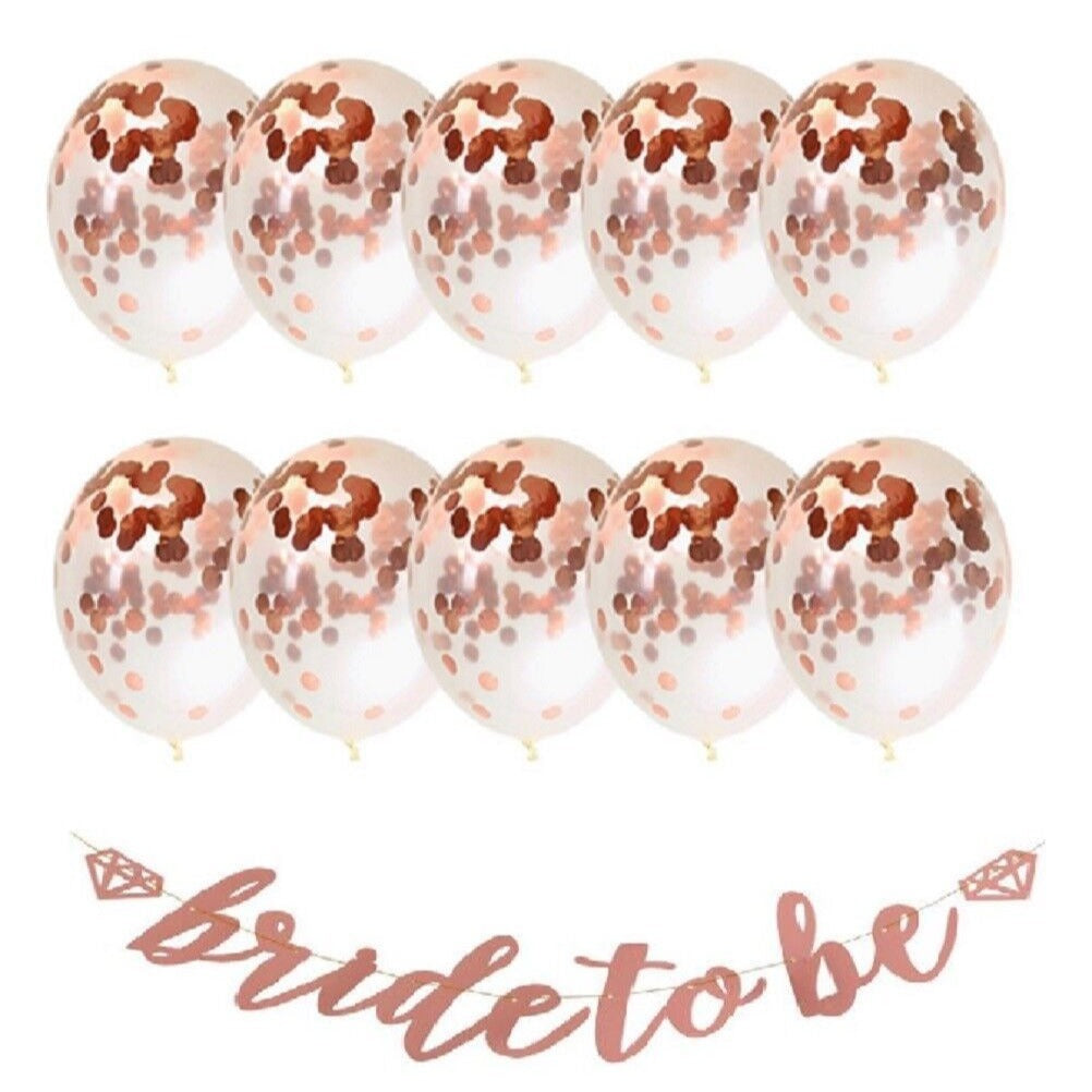Rose Gold Bridal Shower Party Set Bride to Be Banner with Confetti Balloons
