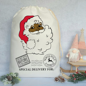Black Santa Sack Christmas Bag Cotton Gift Wrap Sacks XMAS Childrens Gift Bags