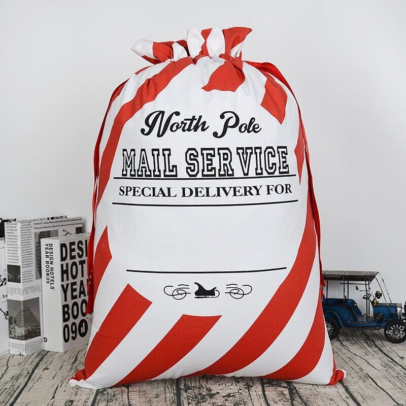 Candy Cane Christmas Bag Santa Claus Sack Cotton XMAS Childrens Gift Bags